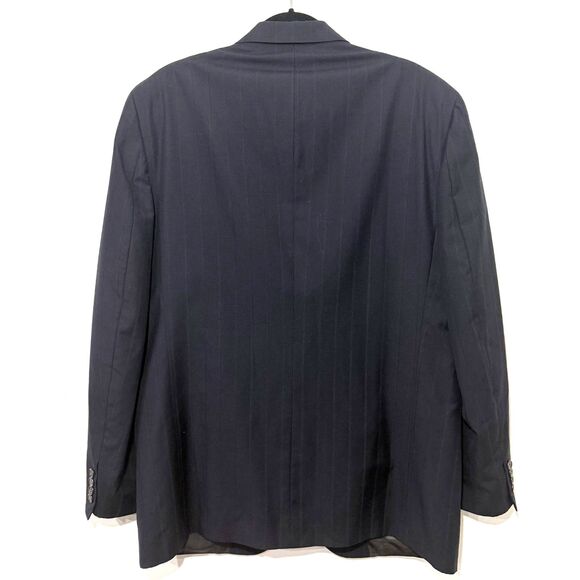 VTG Burberry's 100% Pure Italian Wool Pinstripe Blazer - Black/Blue - Picture 2 of 11